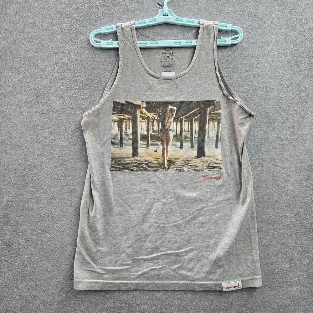 Diamond Supply Co. Men Tank Top M Gray Graphic Print Woman Pier Sleeveless